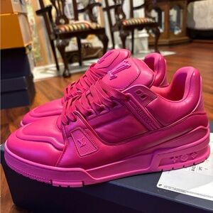 Louis Vuitton Bright Pink Monochrome Trainer Sneakers